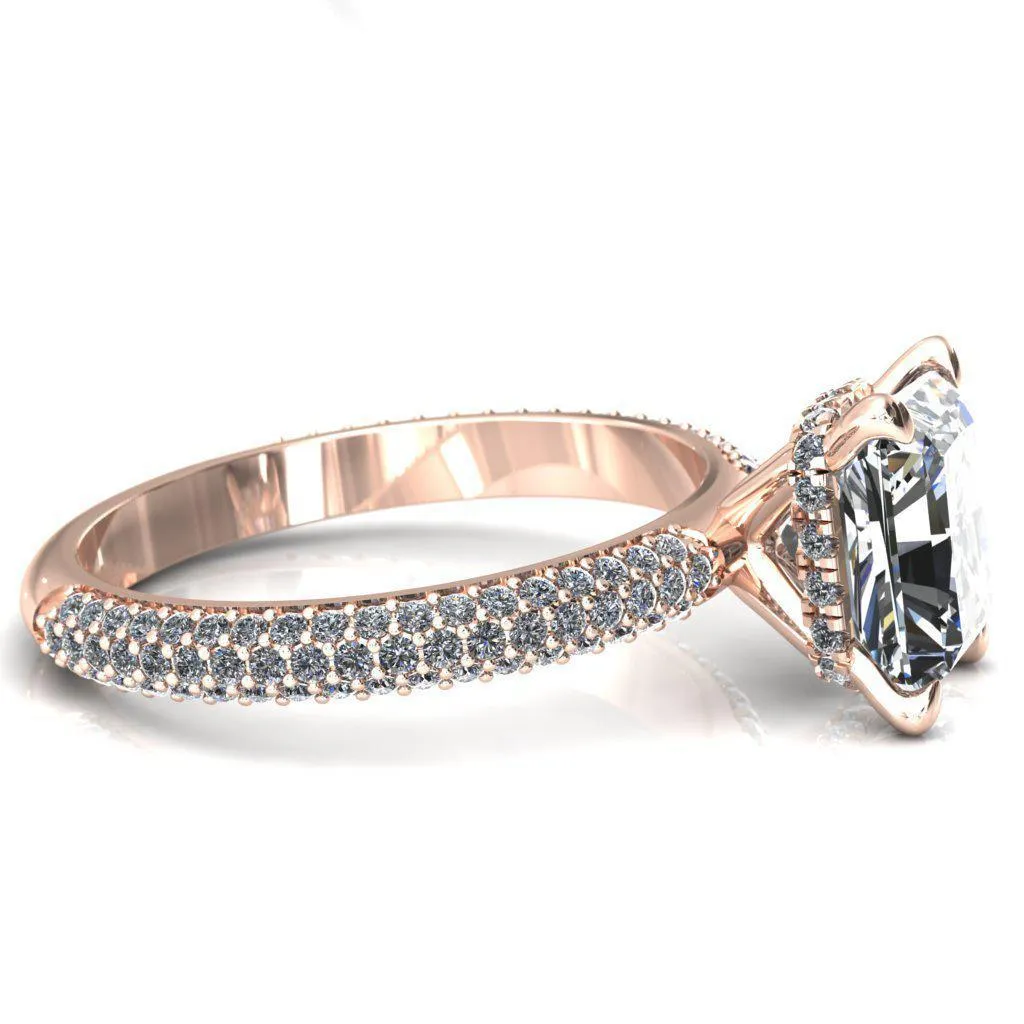 Adina Center Stone Moissanite 4 Prong Diamond Accent Engagement Ring