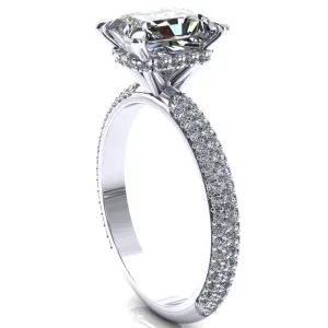 Adina Center Stone Moissanite 4 Prong Diamond Accent Engagement Ring