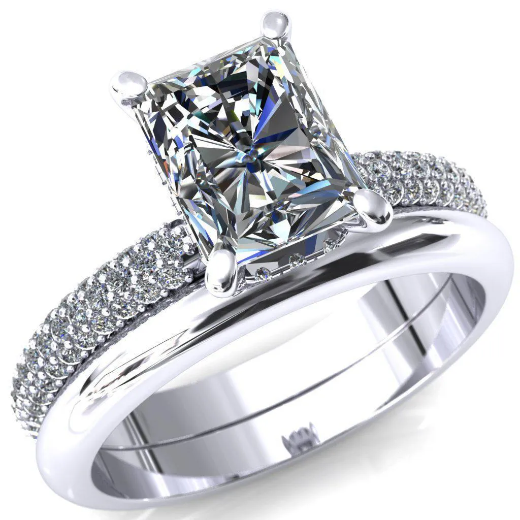 Adina Center Stone Moissanite 4 Prong Diamond Accent Engagement Ring