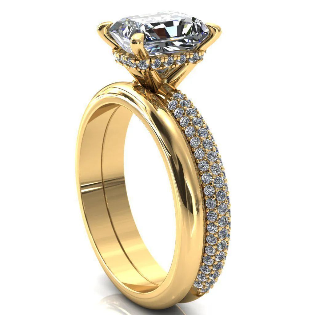 Adina Center Stone Moissanite 4 Prong Diamond Accent Engagement Ring