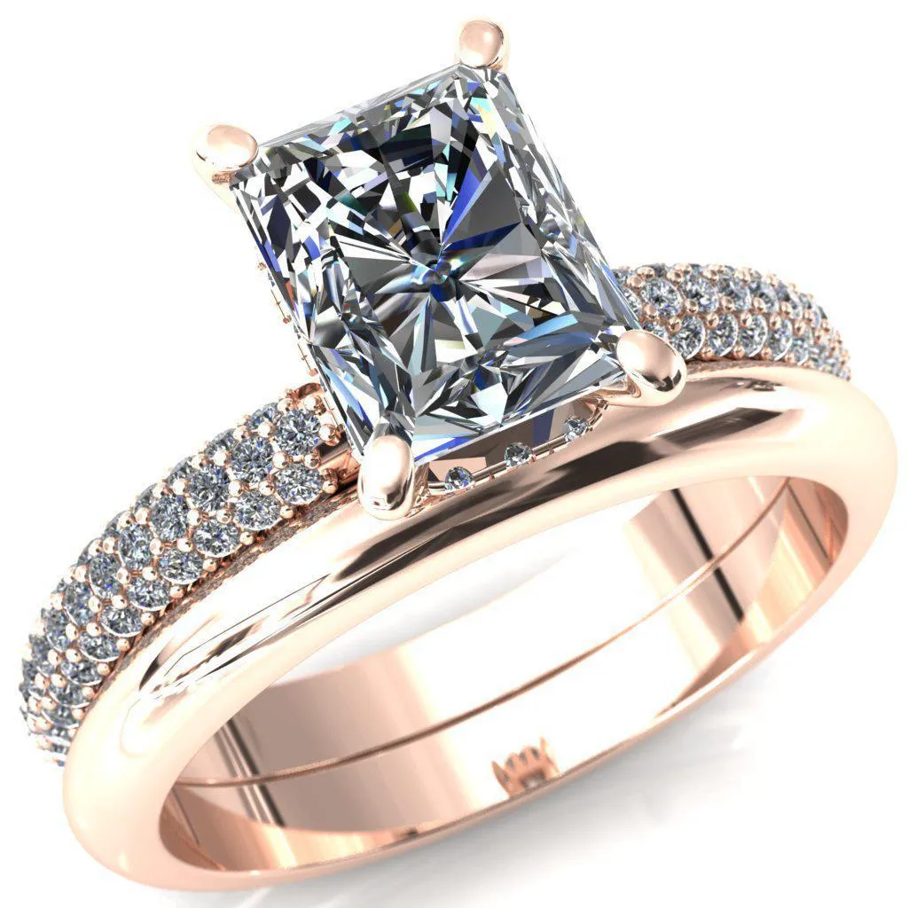 Adina Center Stone Moissanite 4 Prong Diamond Accent Engagement Ring