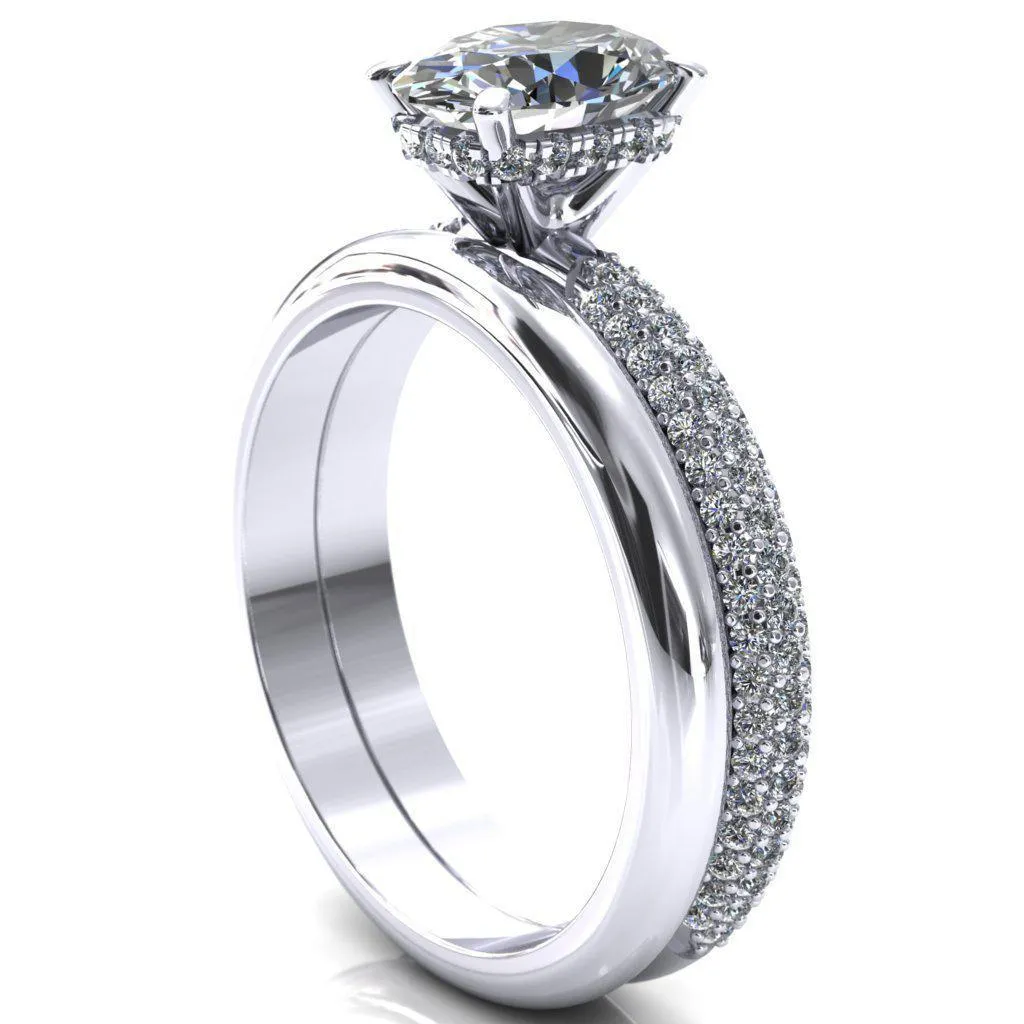 Adina Oval Center Stone 4 Prong Diamond Accent Engagement Ring