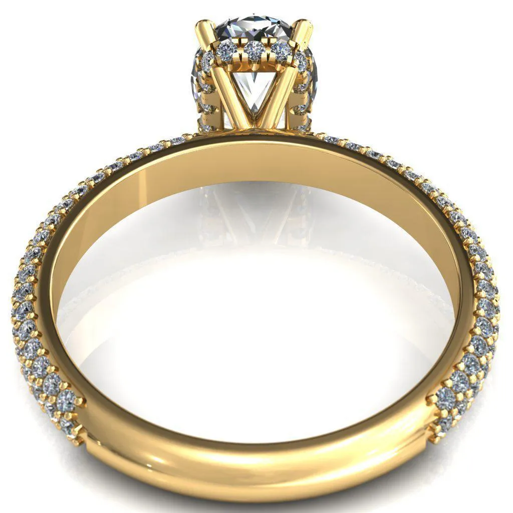 Adina Oval Center Stone 4 Prong Diamond Accent Engagement Ring