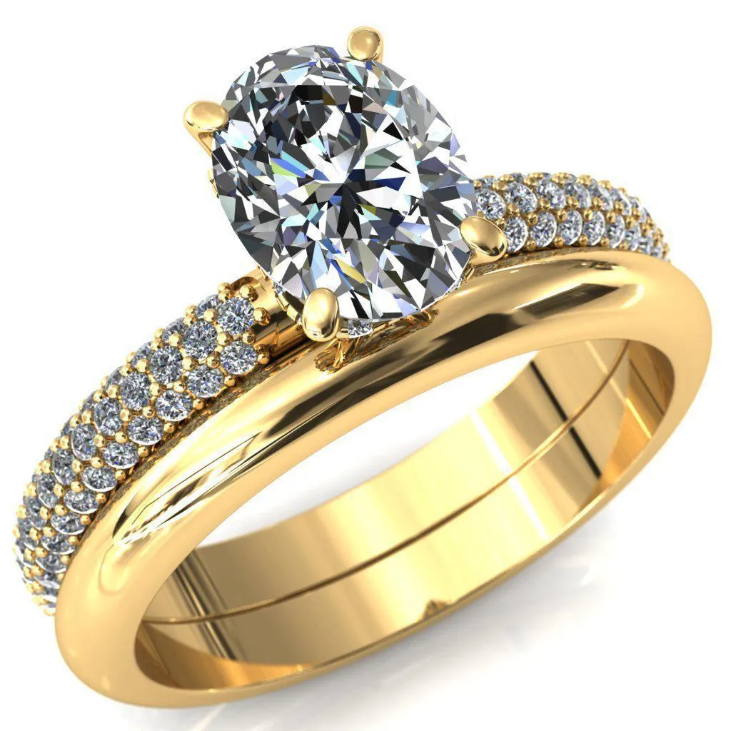 Adina Oval Center Stone 4 Prong Diamond Accent Engagement Ring
