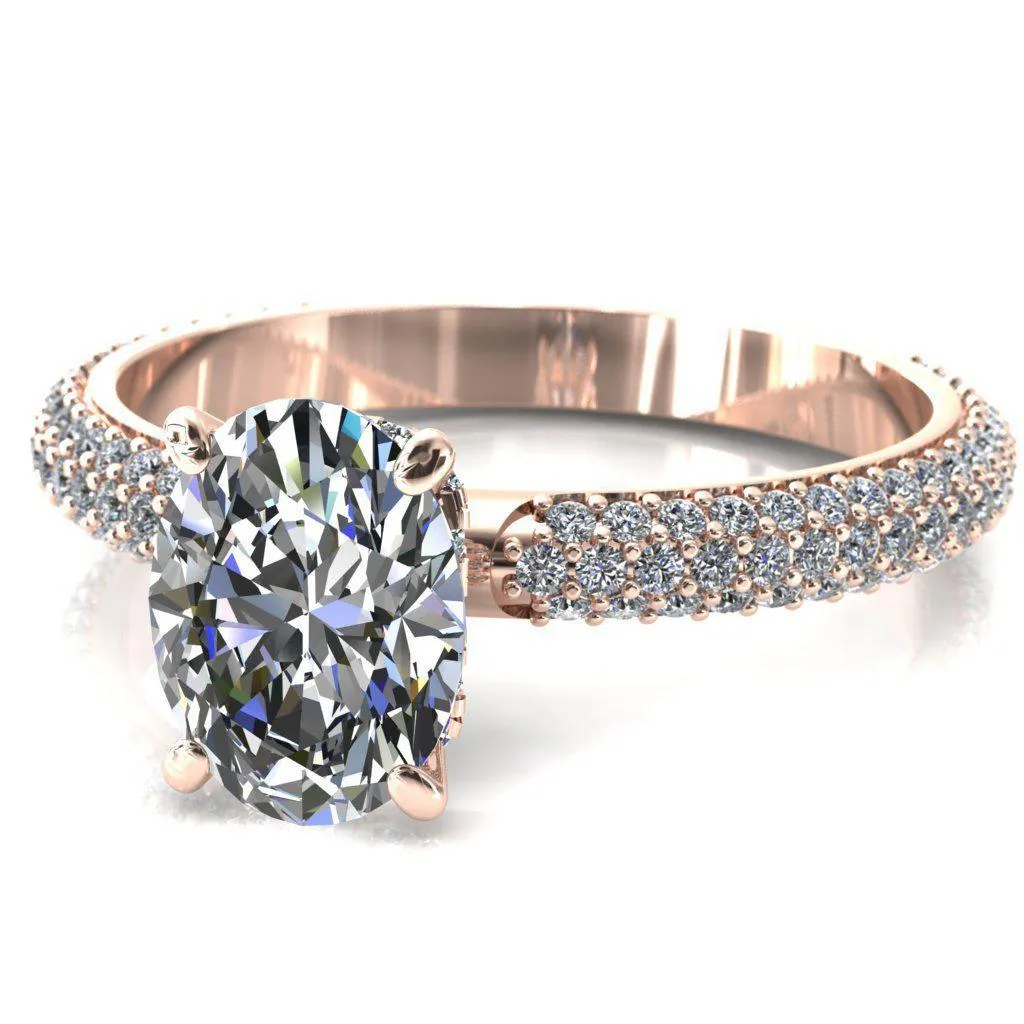 Adina Oval Center Stone 4 Prong Diamond Accent Engagement Ring