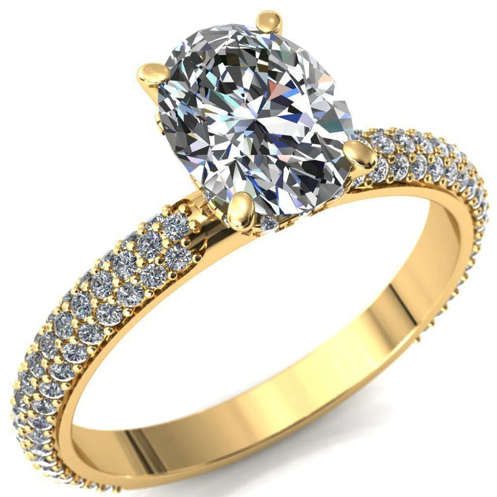 Adina Oval Center Stone 4 Prong Diamond Accent Engagement Ring