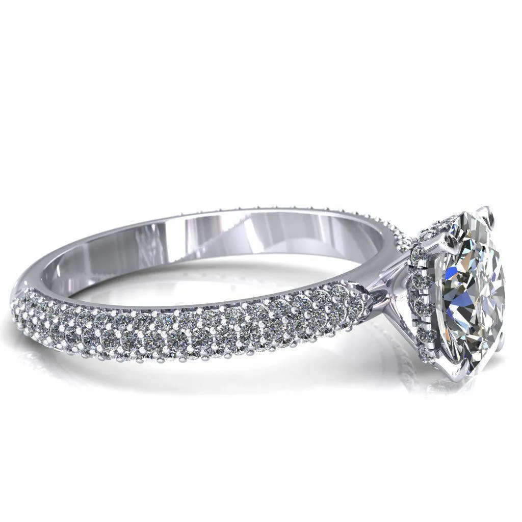 Adina Oval Center Stone 4 Prong Diamond Accent Engagement Ring