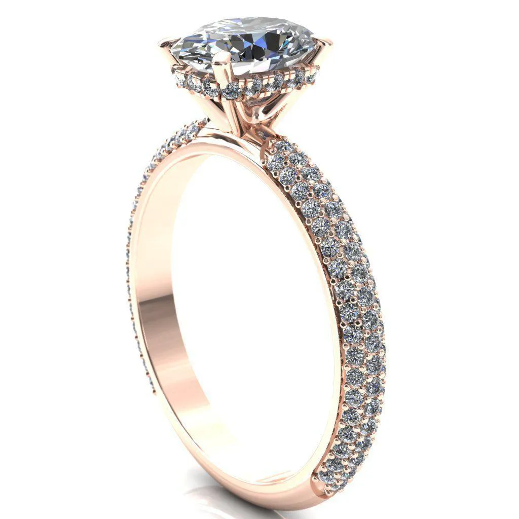 Adina Oval Center Stone 4 Prong Diamond Accent Engagement Ring