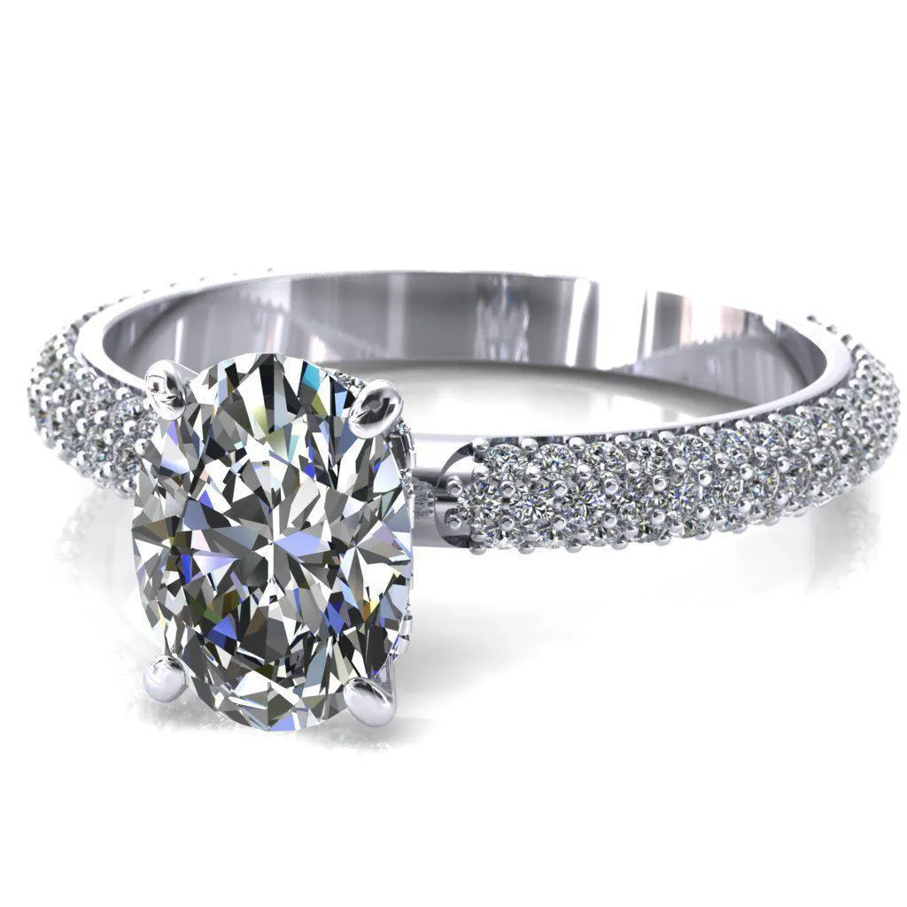 Adina Oval Center Stone 4 Prong Diamond Accent Engagement Ring