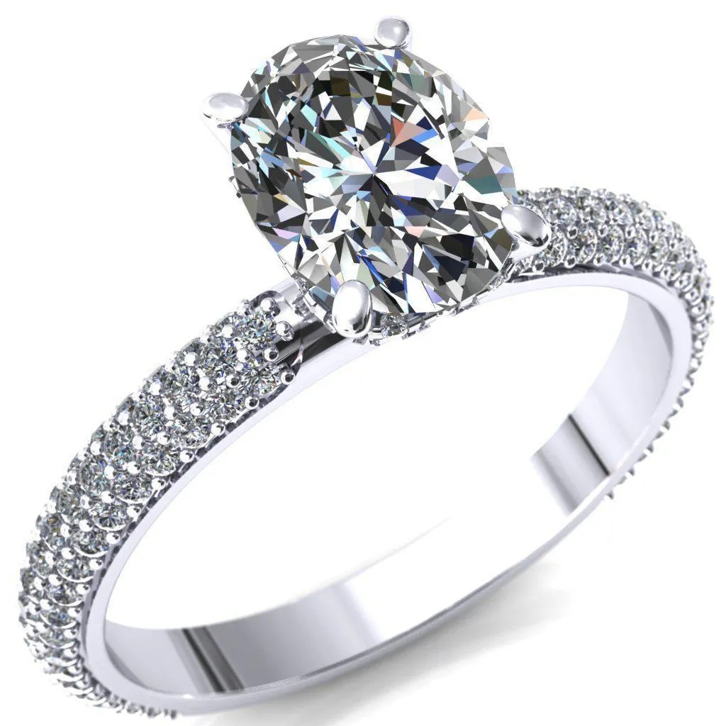 Adina Oval Center Stone 4 Prong Diamond Accent Engagement Ring
