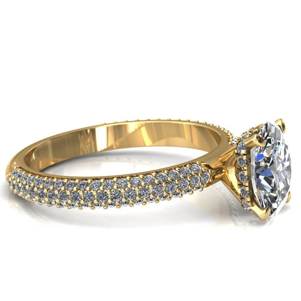 Adina Oval Center Stone 4 Prong Diamond Accent Engagement Ring