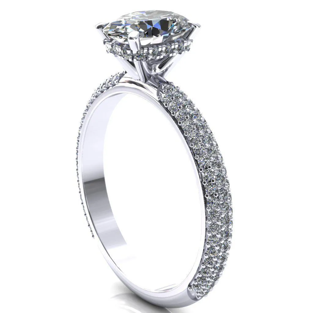 Adina Oval Center Stone 4 Prong Diamond Accent Engagement Ring