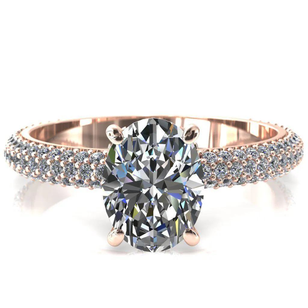 Adina Oval Center Stone 4 Prong Diamond Accent Engagement Ring