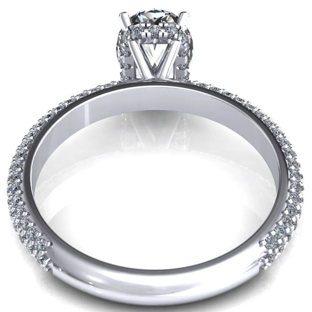 Adina Oval Center Stone 4 Prong Diamond Accent Engagement Ring