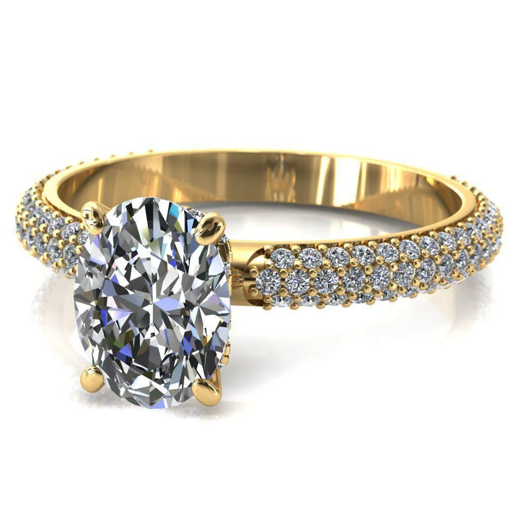 Adina Oval Center Stone 4 Prong Diamond Accent Engagement Ring