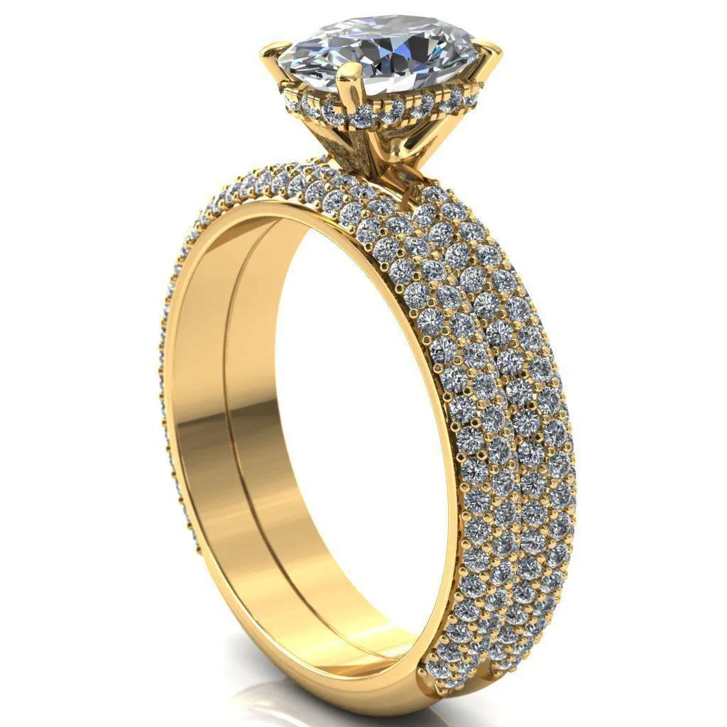 Adina Oval Center Stone 4 Prong Diamond Accent Engagement Ring
