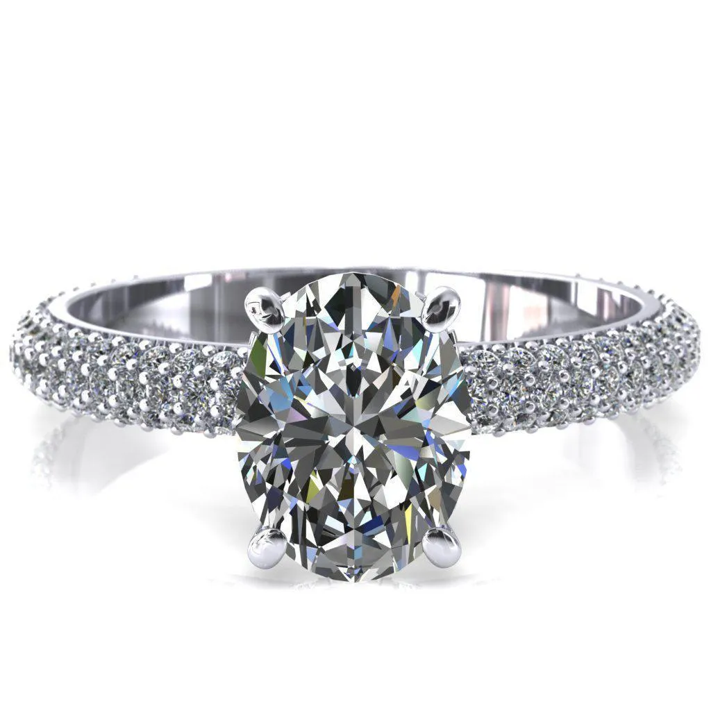 Adina Oval Center Stone 4 Prong Diamond Accent Engagement Ring