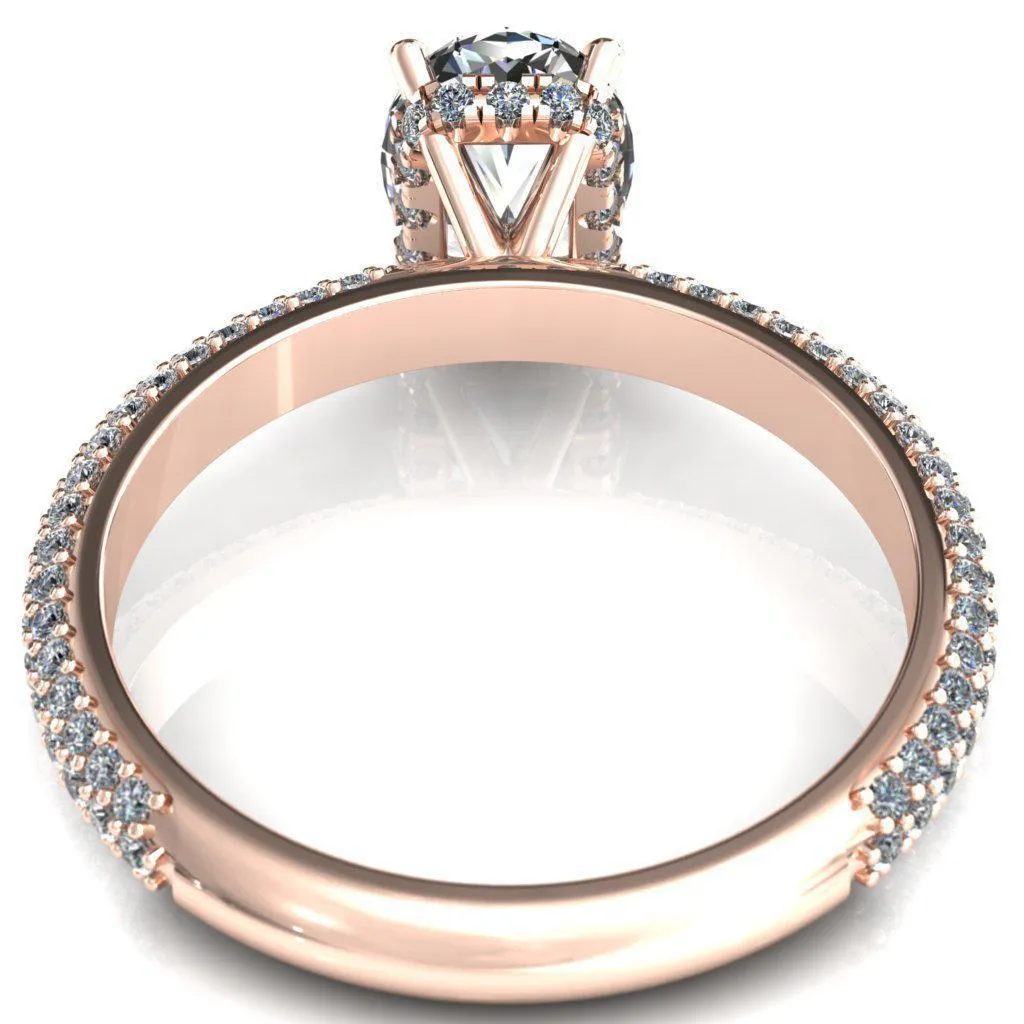 Adina Oval Center Stone 4 Prong Diamond Accent Engagement Ring