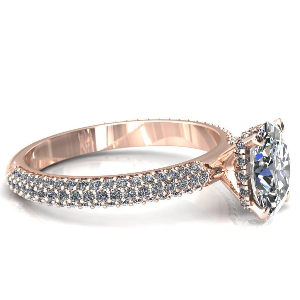 Adina Oval Center Stone 4 Prong Diamond Accent Engagement Ring