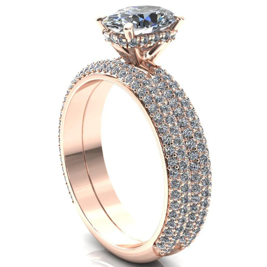 Adina Oval Center Stone 4 Prong Diamond Accent Engagement Ring