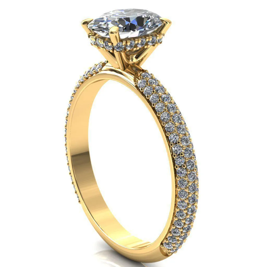 Adina Oval Center Stone 4 Prong Diamond Accent Engagement Ring