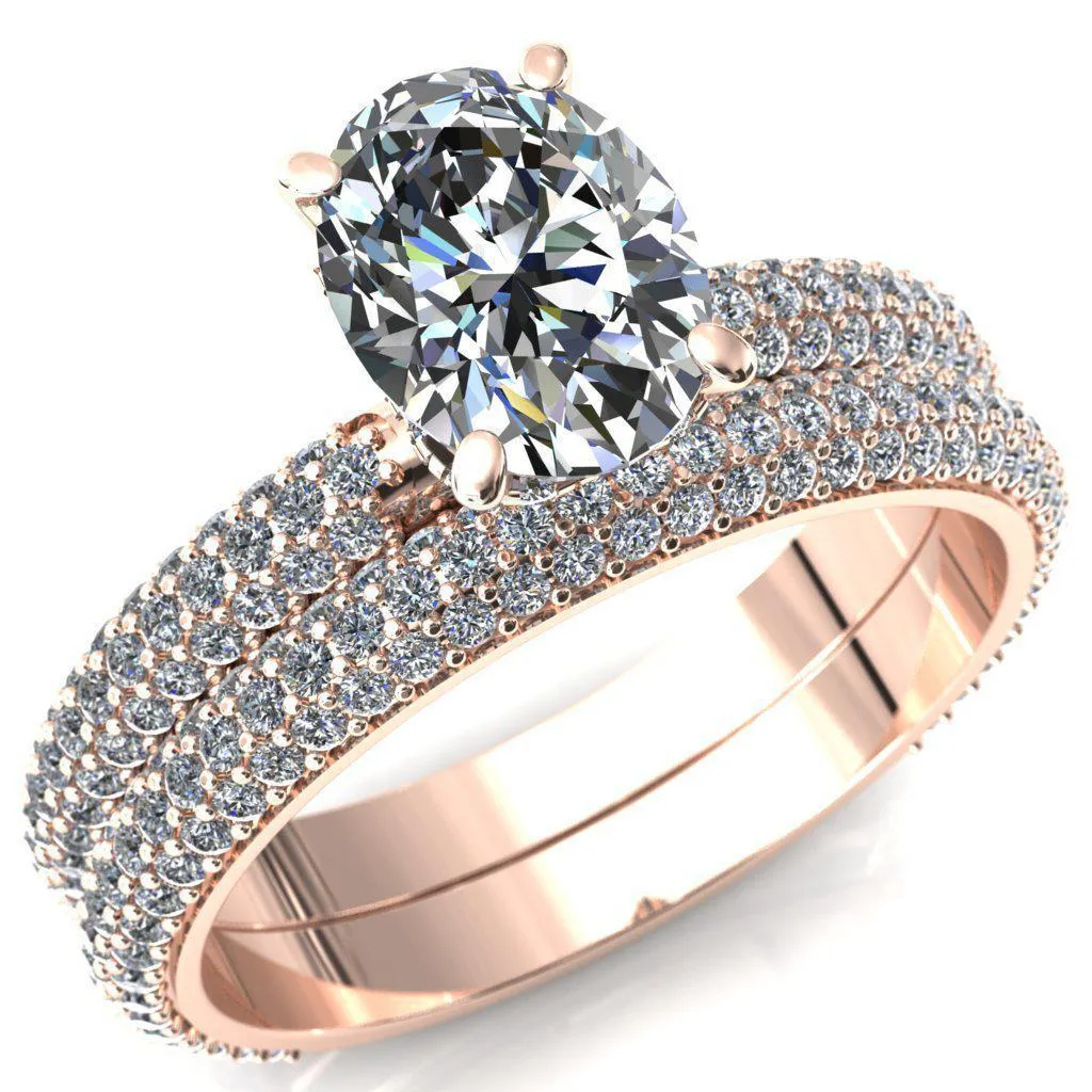 Adina Oval Center Stone 4 Prong Diamond Accent Engagement Ring