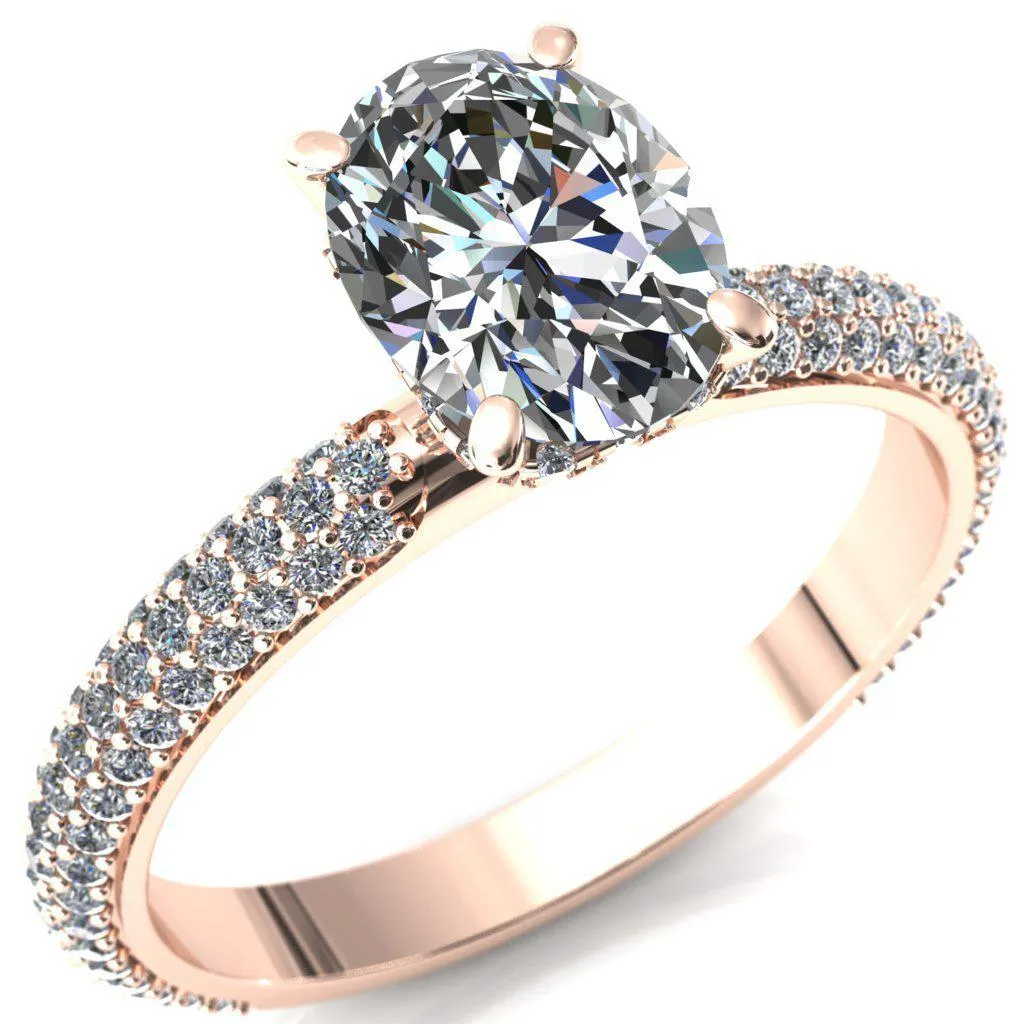 Adina Oval Center Stone 4 Prong Diamond Accent Engagement Ring