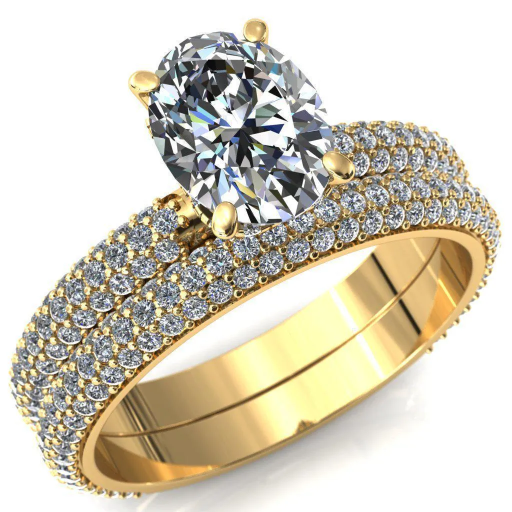 Adina Oval Center Stone 4 Prong Diamond Accent Engagement Ring