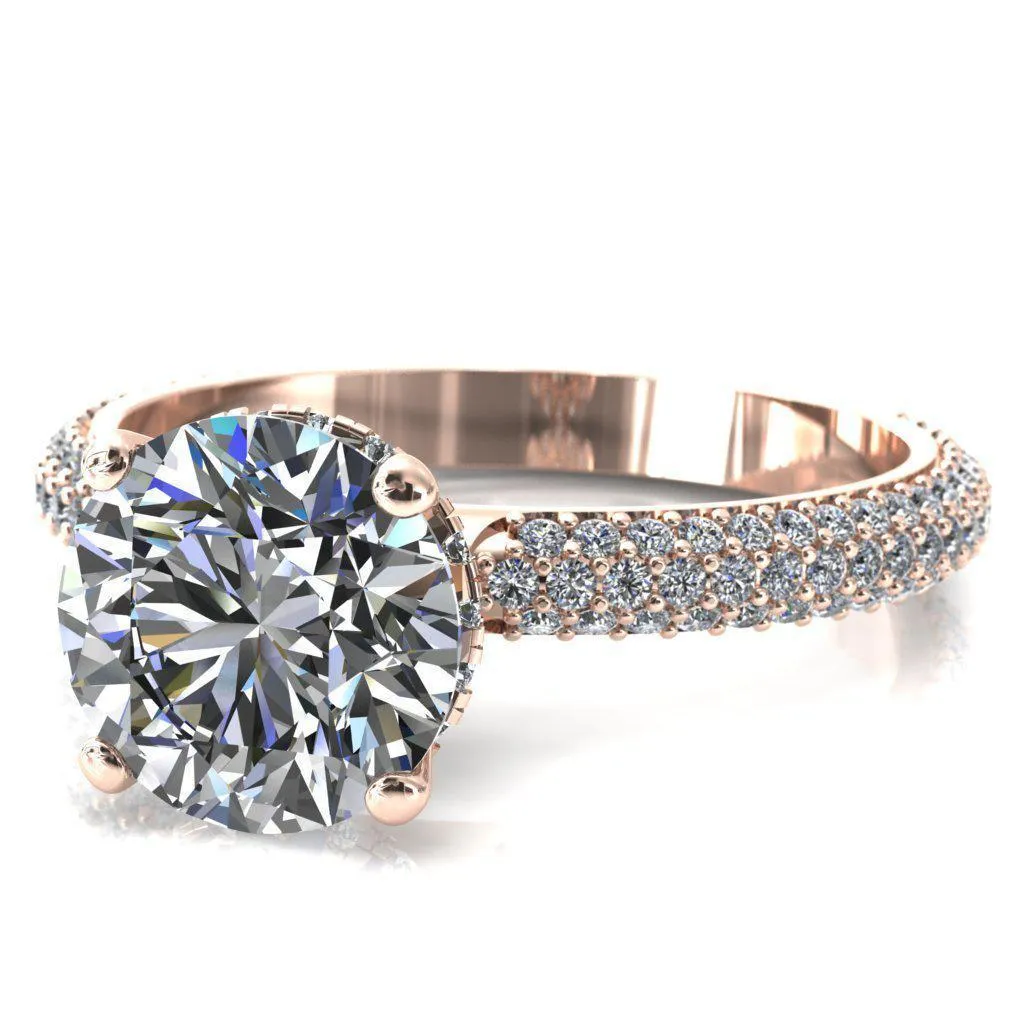 Adina Round Center Stone 4 Prong Diamond Accent Engagement Ring