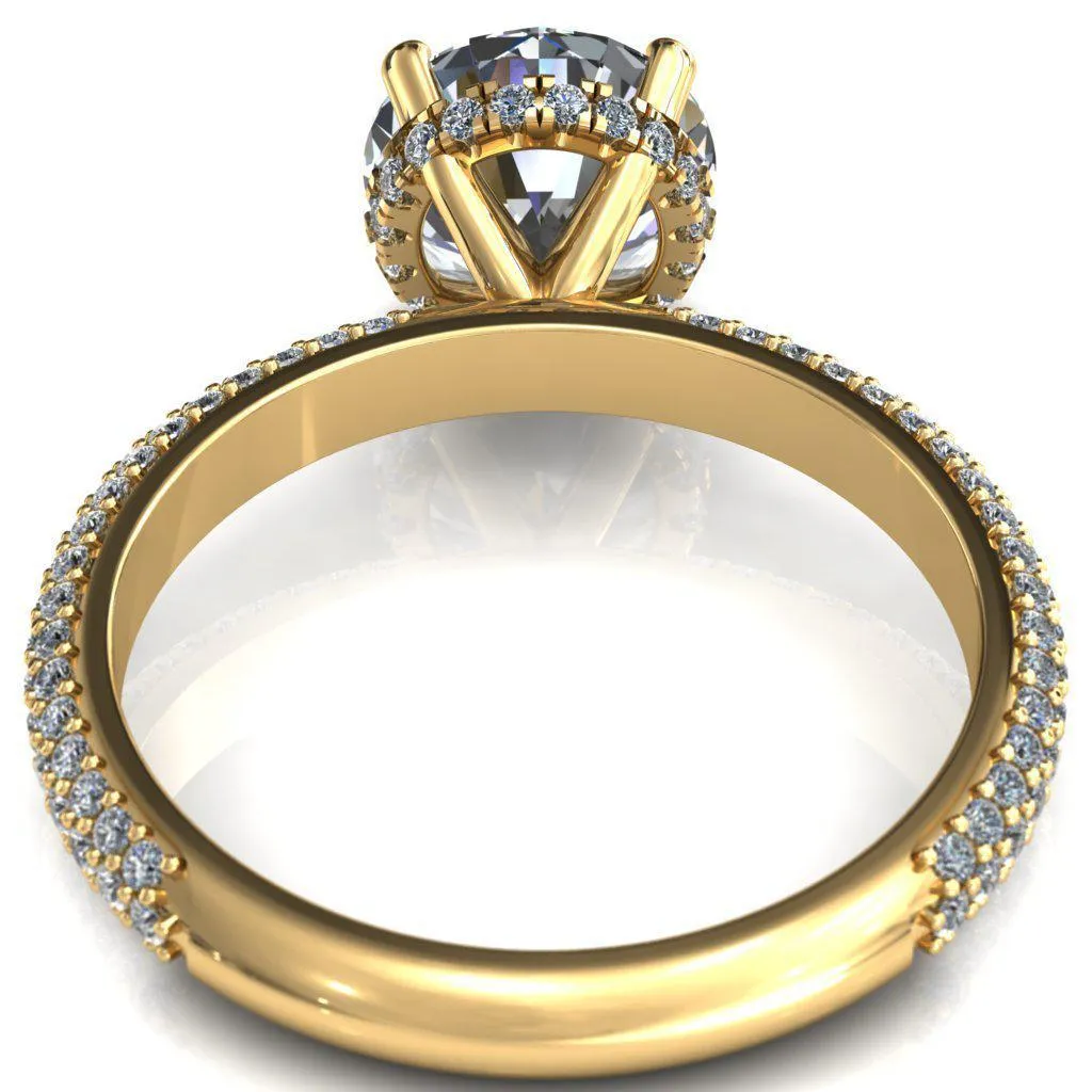 Adina Round Center Stone 4 Prong Diamond Accent Engagement Ring