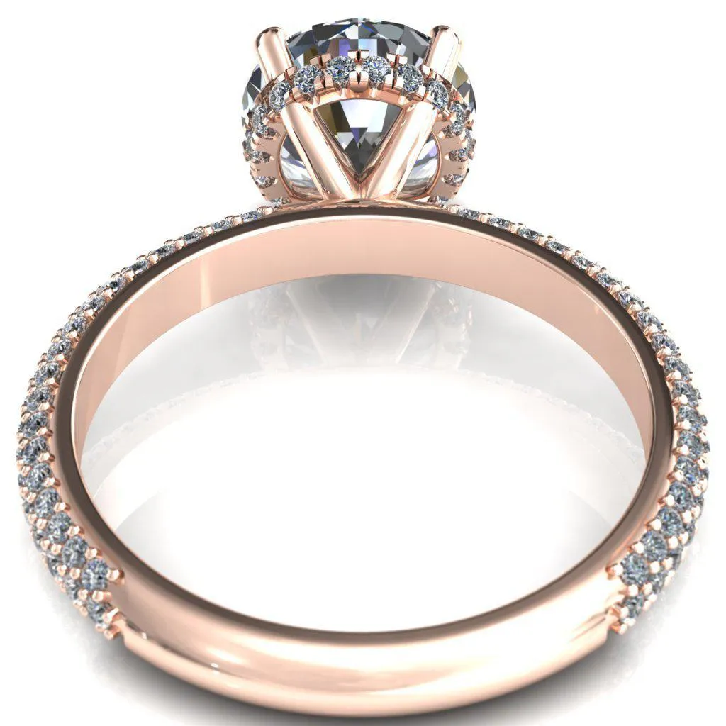 Adina Round Center Stone 4 Prong Diamond Accent Engagement Ring