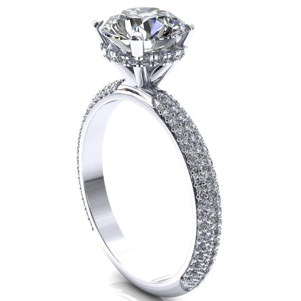 Adina Round Center Stone 4 Prong Diamond Accent Engagement Ring