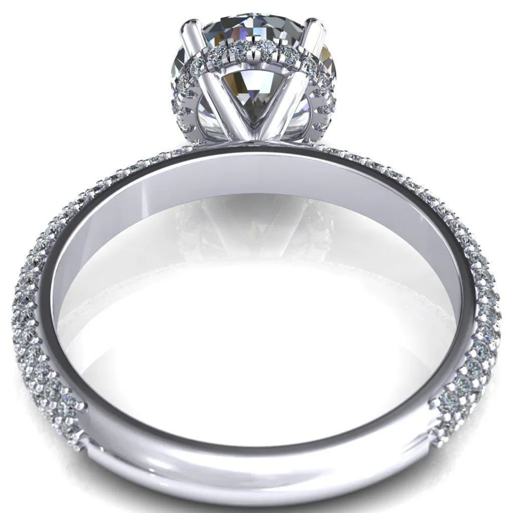 Adina Round Center Stone 4 Prong Diamond Accent Engagement Ring