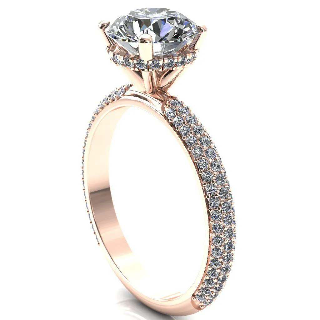 Adina Round Center Stone 4 Prong Diamond Accent Engagement Ring