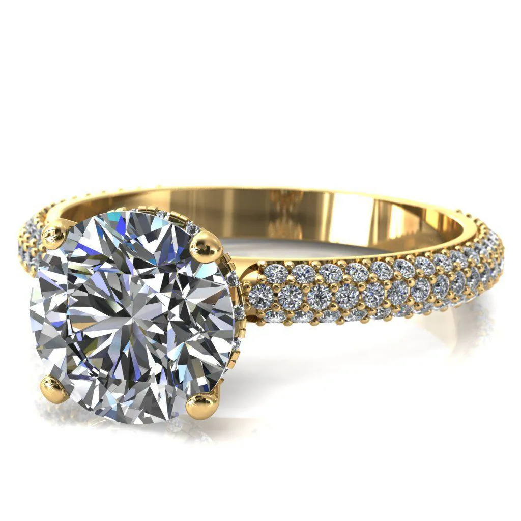 Adina Round Center Stone 4 Prong Diamond Accent Engagement Ring