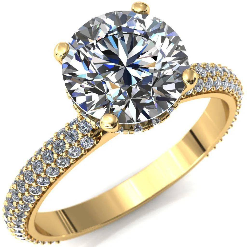 Adina Round Center Stone 4 Prong Diamond Accent Engagement Ring