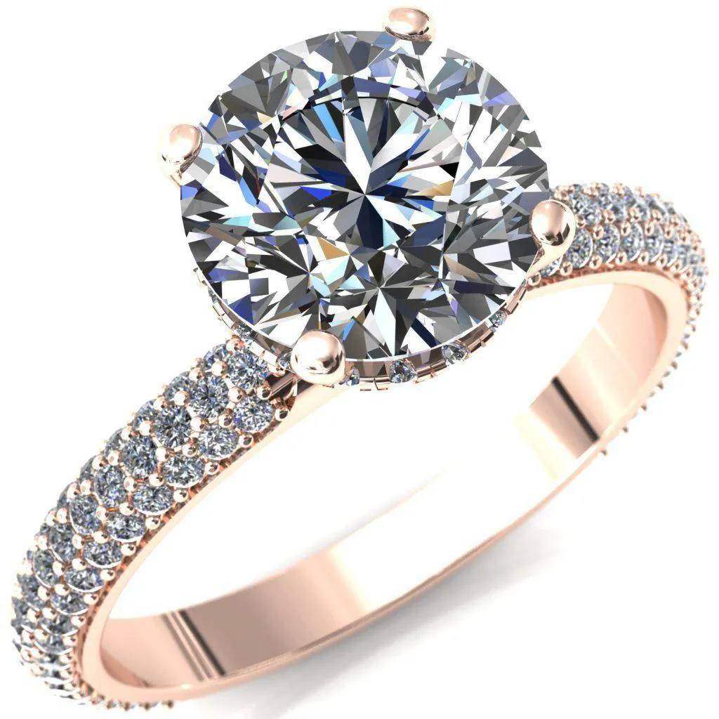 Adina Round Center Stone 4 Prong Diamond Accent Engagement Ring