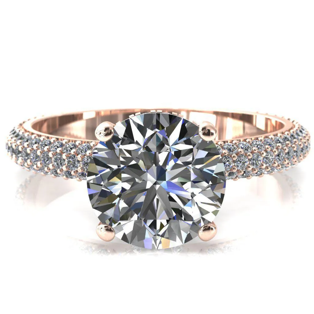 Adina Round Center Stone 4 Prong Diamond Accent Engagement Ring