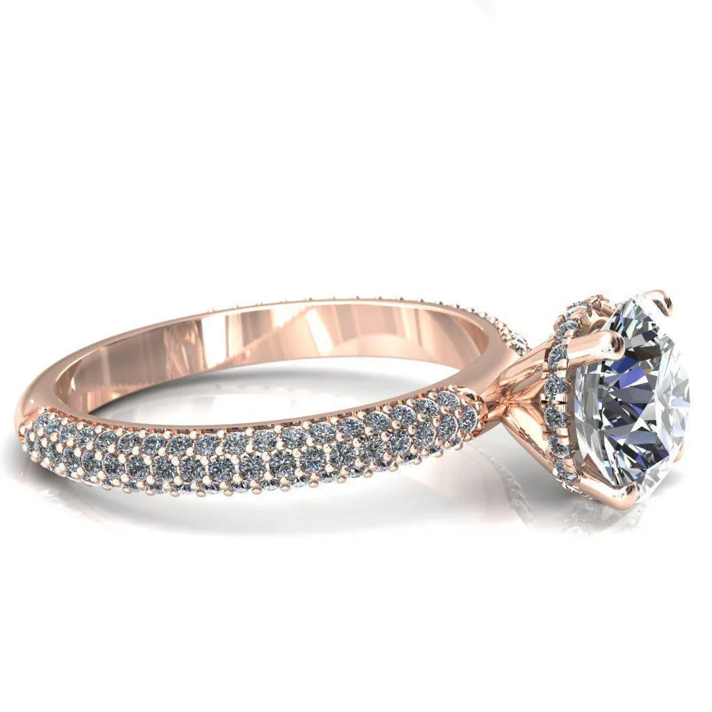 Adina Round Center Stone 4 Prong Diamond Accent Engagement Ring