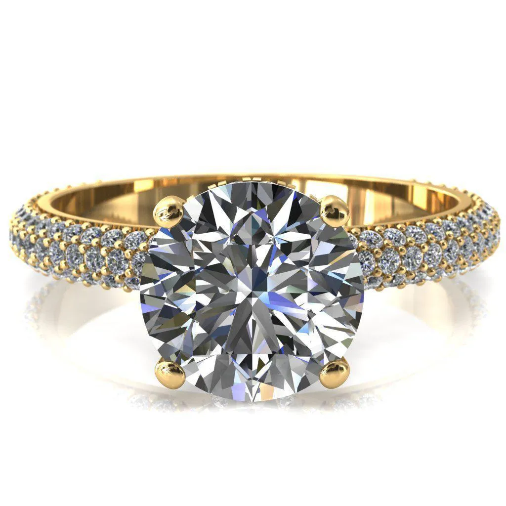 Adina Round Center Stone 4 Prong Diamond Accent Engagement Ring