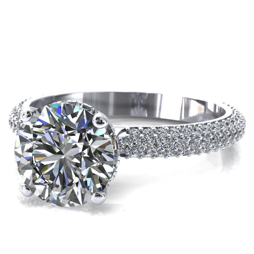Adina Round Center Stone 4 Prong Diamond Accent Engagement Ring