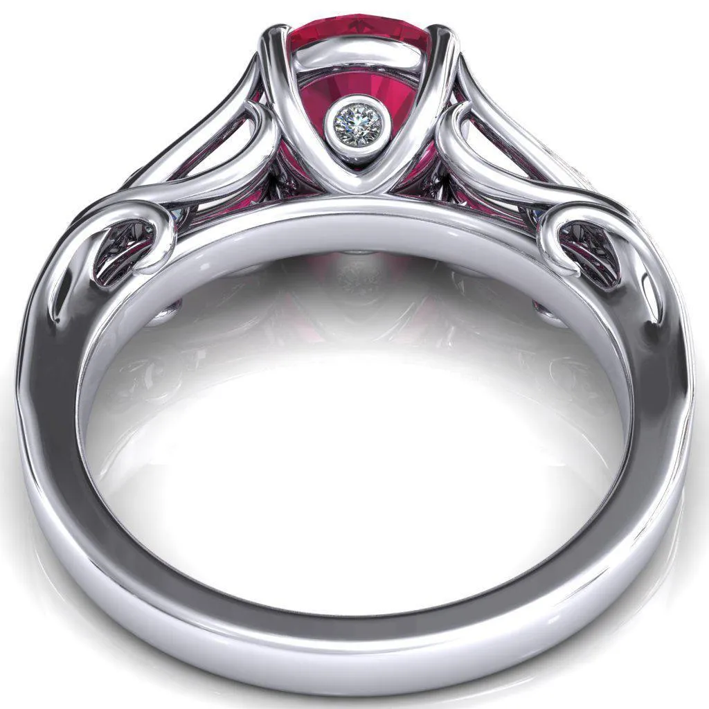 Aerolynn Round Ruby 4 Prong Diamond Accent Engagement Ring