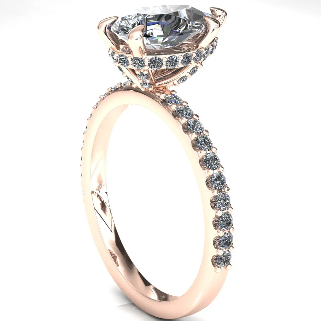 Aldona Pear Center Stone Diamond Under Bezel 1/2 Eternity Ring