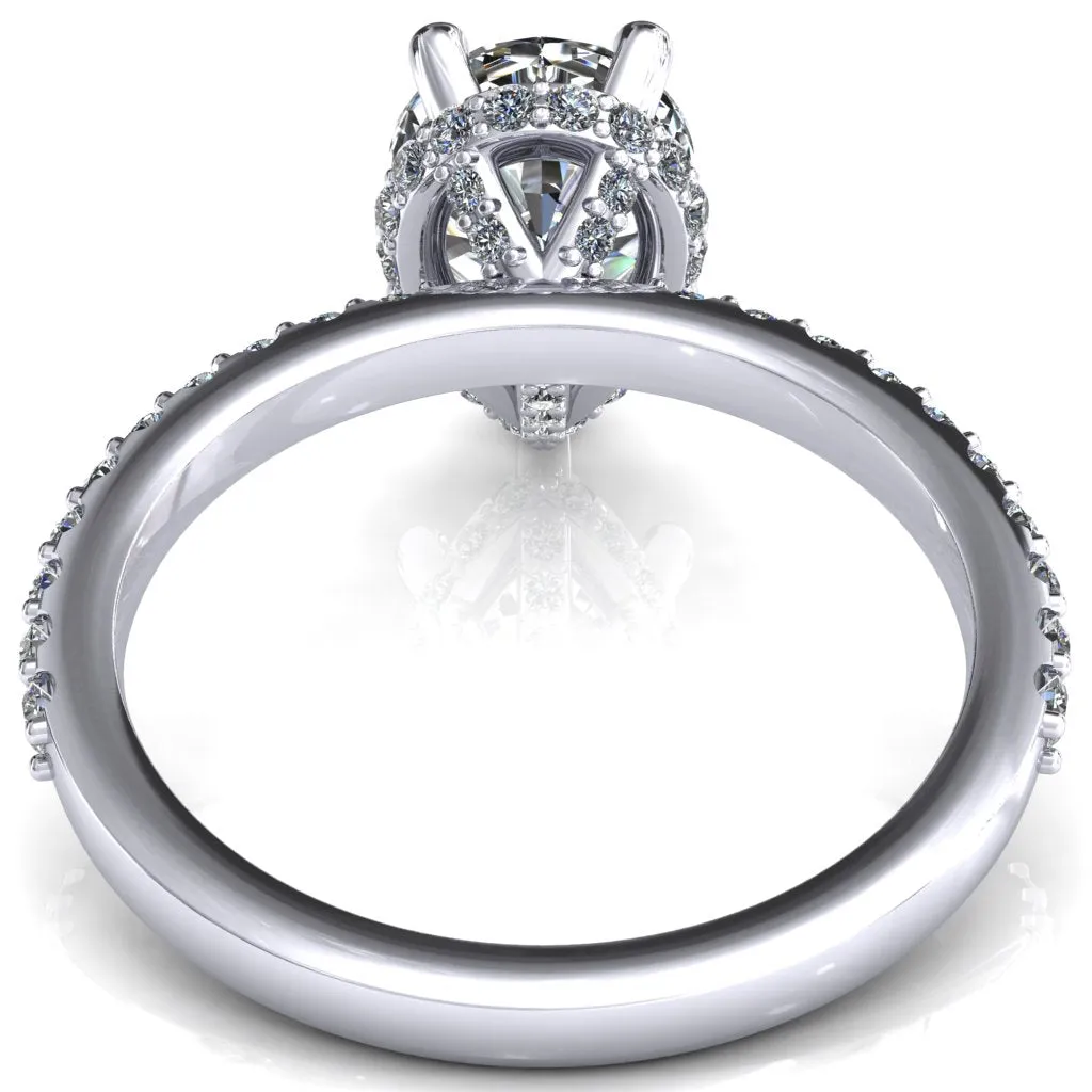 Aldona Pear Center Stone Diamond Under Bezel 1/2 Eternity Ring