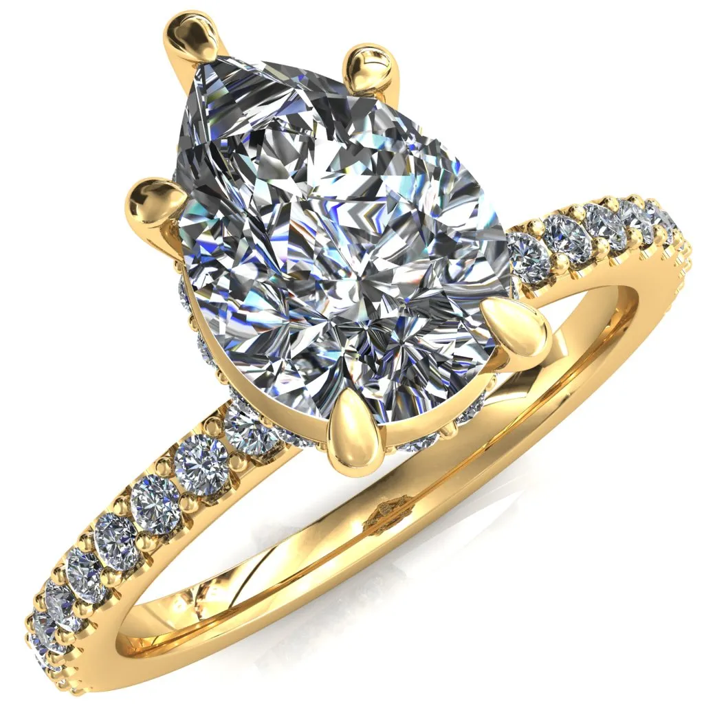 Aldona Pear Center Stone Diamond Under Bezel 1/2 Eternity Ring