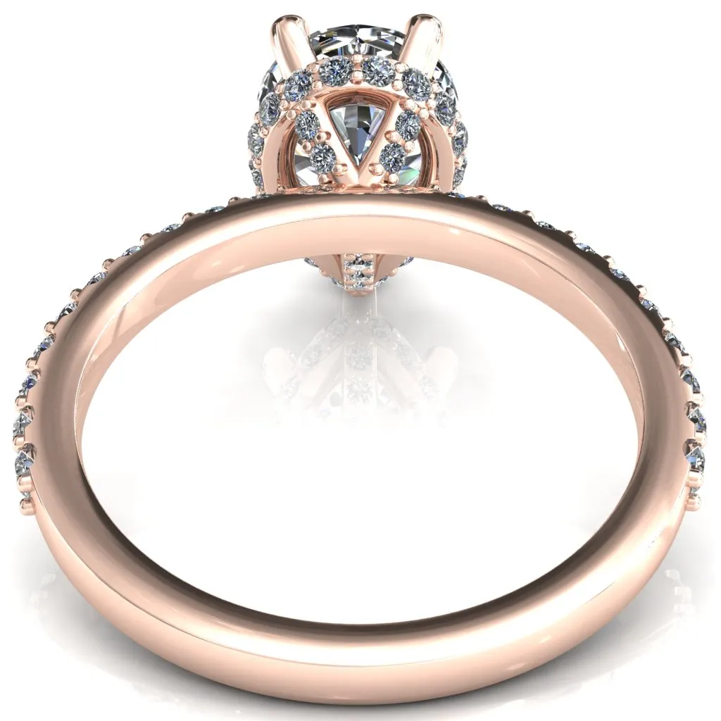 Aldona Pear Center Stone Diamond Under Bezel 1/2 Eternity Ring