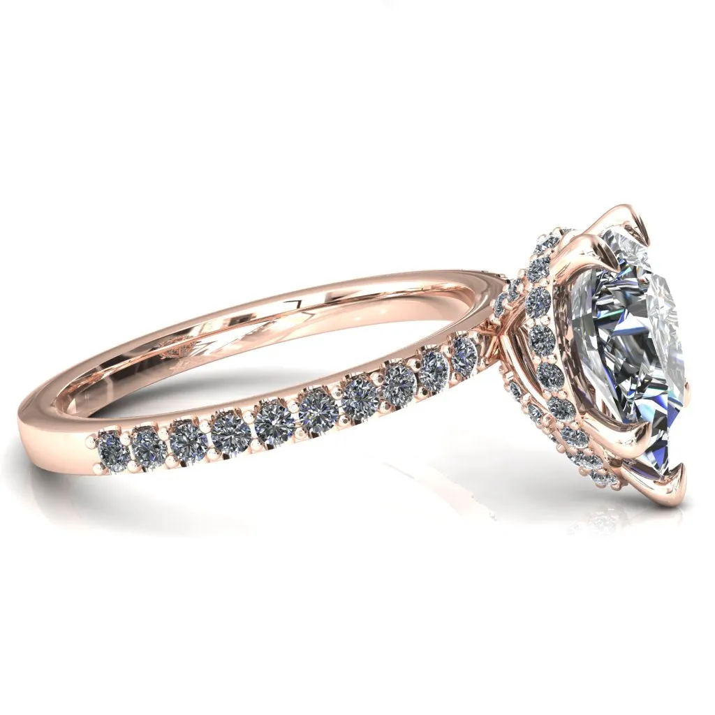 Aldona Pear Center Stone Diamond Under Bezel 1/2 Eternity Ring