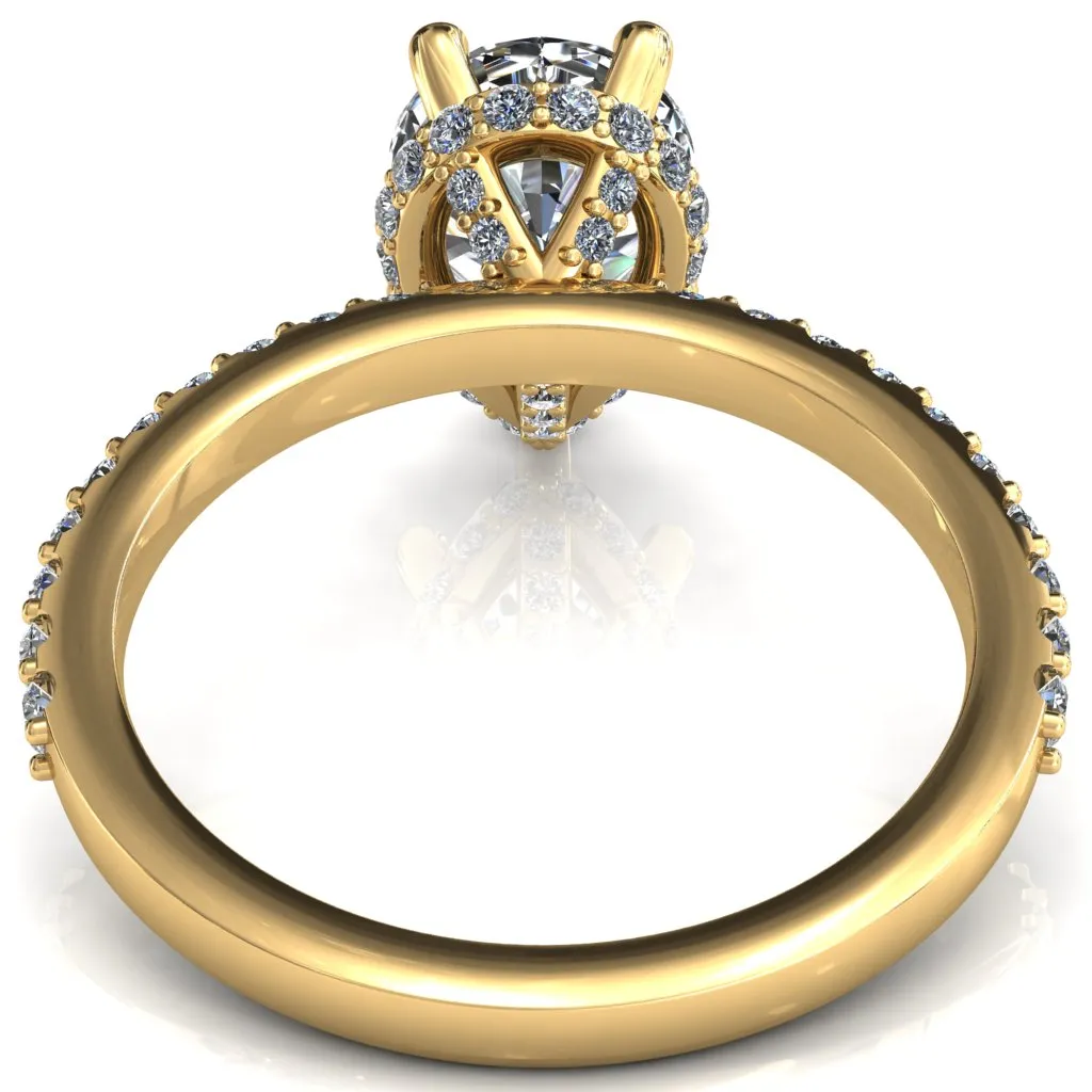 Aldona Pear Center Stone Diamond Under Bezel 1/2 Eternity Ring