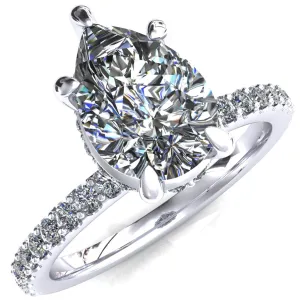 Aldona Pear Center Stone Diamond Under Bezel 1/2 Eternity Ring