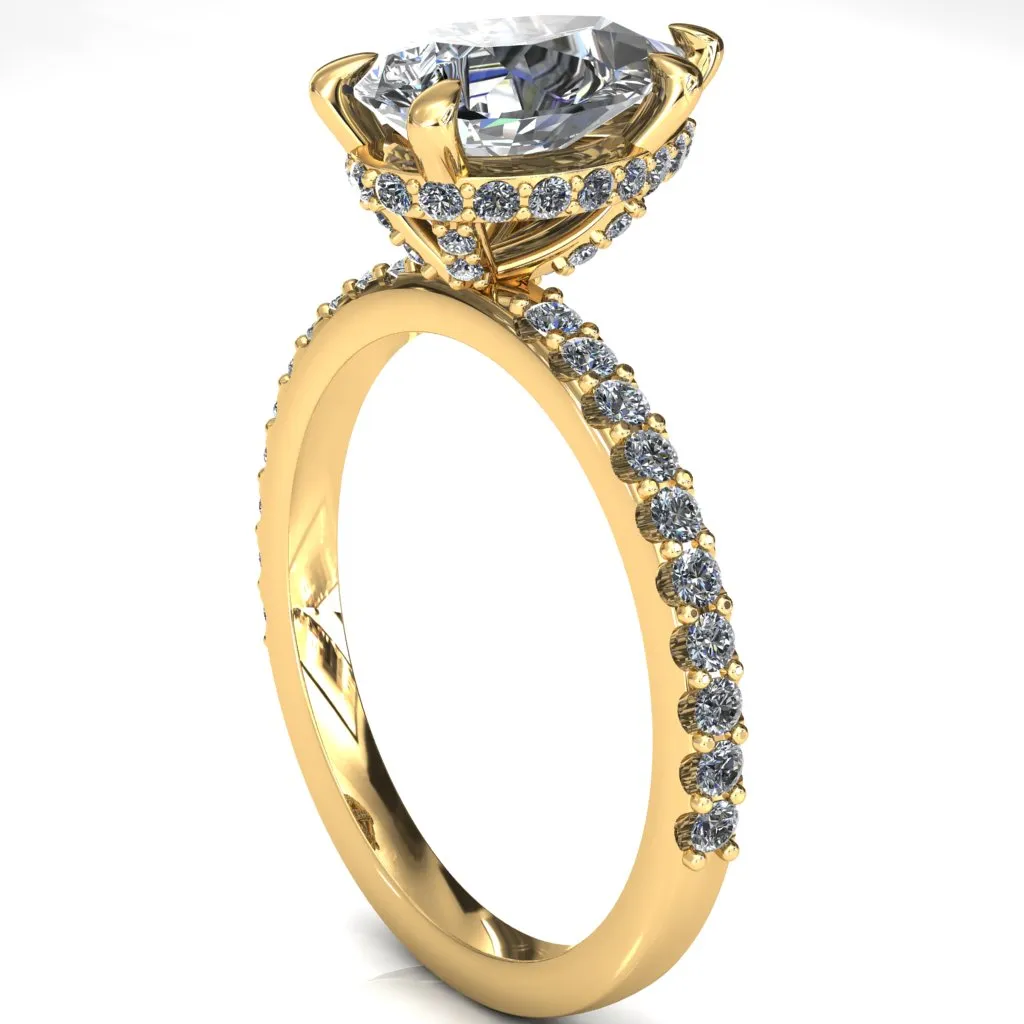 Aldona Pear Center Stone Diamond Under Bezel 1/2 Eternity Ring